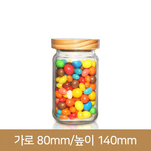 유리병 잼병 눌러서닫는나무콜크마개 사각쨈 500g (A) 70파이# 40개